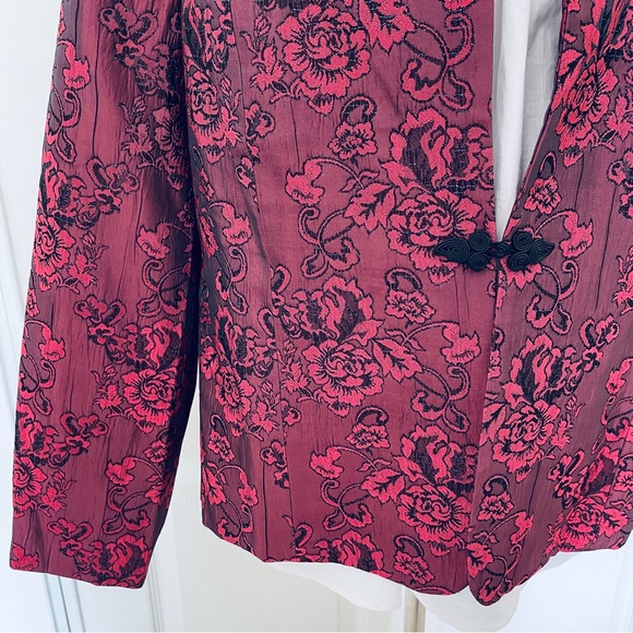Coldwater Creek red black rose floral blazer jacket size 16 - Picture 4 of 13